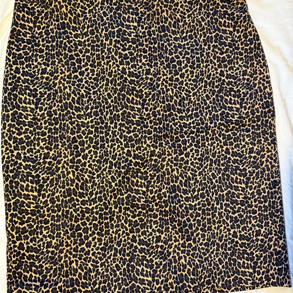 J. Crew Leopard Print Pencil Skirt - Black and Tan